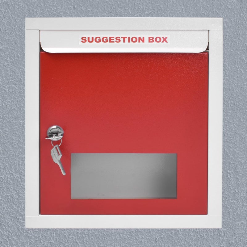 PLANET All in 1 Multipurpose Letter Box/Suggestion Box/Complaint Box/Donation Box with Lock Tabletop or Wall Mount – Pack of 1 (Red & Ivory) - Image 5