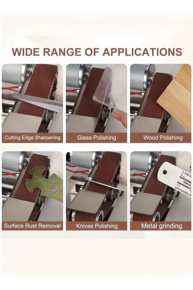 Jourvent 3-In-1 Mini Belt Sander - 15 Degree Knife Sharpener Electric Bench Grinder Sanding Machine, 7 Adjustable Speed Buffer Polisher for Metal Wood DIY Handcraft, Tool & Knife Sharpening (Plus Kit) - Image 3