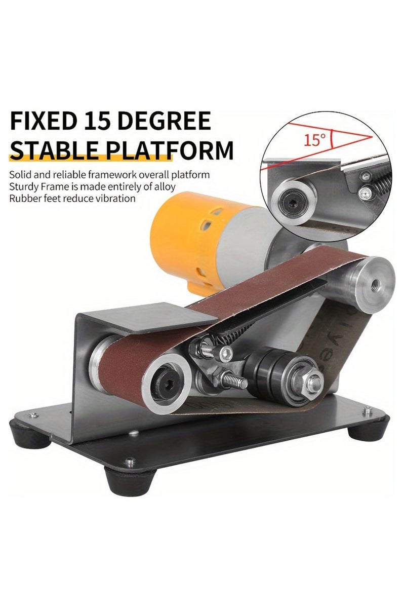 Jourvent 3-In-1 Mini Belt Sander - 15 Degree Knife Sharpener Electric Bench Grinder Sanding Machine, 7 Adjustable Speed Buffer Polisher for Metal Wood DIY Handcraft, Tool & Knife Sharpening (Plus Kit) - Image 2
