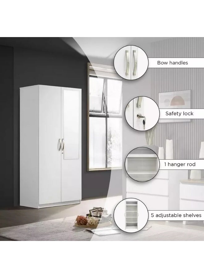 Home Box كولتورب بلس خزانة ملابس 2 باب مع مرآة 52 × 182 × 80 سم - Image 2