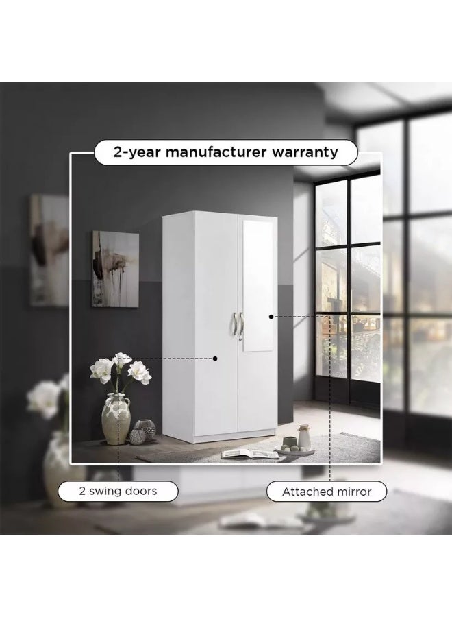 Home Box كولتورب بلس خزانة ملابس 2 باب مع مرآة 52 × 182 × 80 سم - Image 3