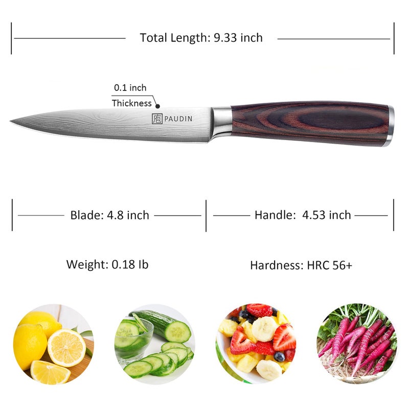 Paudin Utility Knife  5 Inch Chef Knife  Ultra Sharp High Carbon Stainless Steel  Multipurpose Paring Knife For Fruit And Vegetable Cutting With Wooden Handle  Premium Gift Box - Image 2