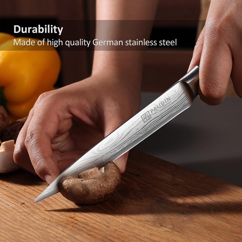 Paudin Utility Knife  5 Inch Chef Knife  Ultra Sharp High Carbon Stainless Steel  Multipurpose Paring Knife For Fruit And Vegetable Cutting With Wooden Handle  Premium Gift Box - Image 3
