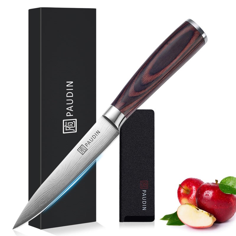 Paudin Utility Knife  5 Inch Chef Knife  Ultra Sharp High Carbon Stainless Steel  Multipurpose Paring Knife For Fruit And Vegetable Cutting With Wooden Handle  Premium Gift Box - Image 1