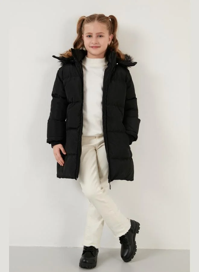 Lela  Lela Plush Lined Faux Fur Collar Detachable Hooded Winter Coat for Girls 5760072 for Women | Best Price UAE