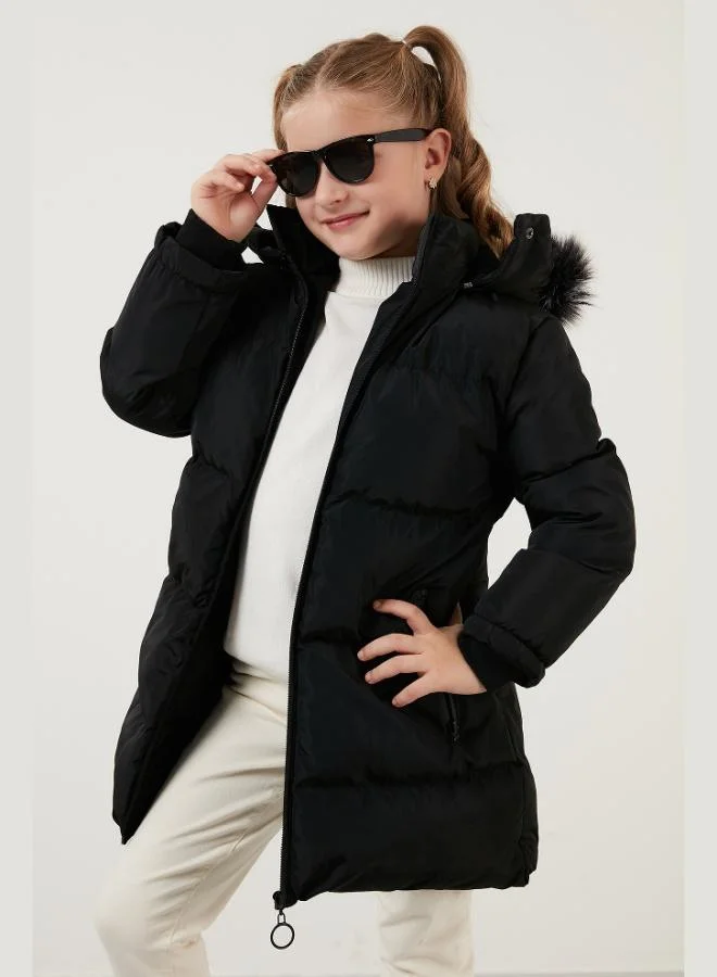 Lela  Lela Plush Lined Faux Fur Collar Detachable Hooded Winter Coat for Girls 5760072 for Women | Best Price UAE