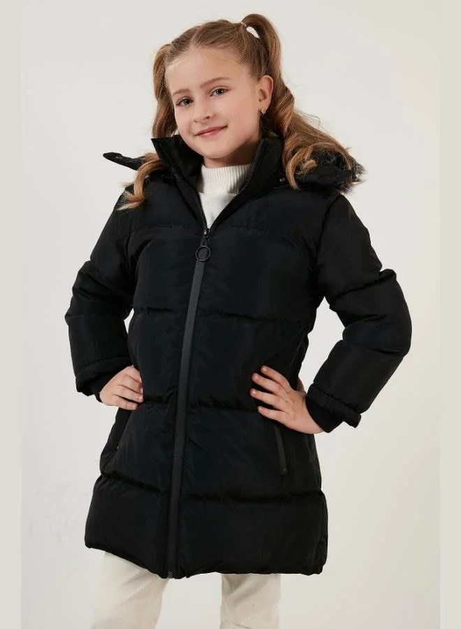 Lela  Lela Plush Lined Faux Fur Collar Detachable Hooded Winter Coat for Girls 5760072 for Women | Best Price UAE