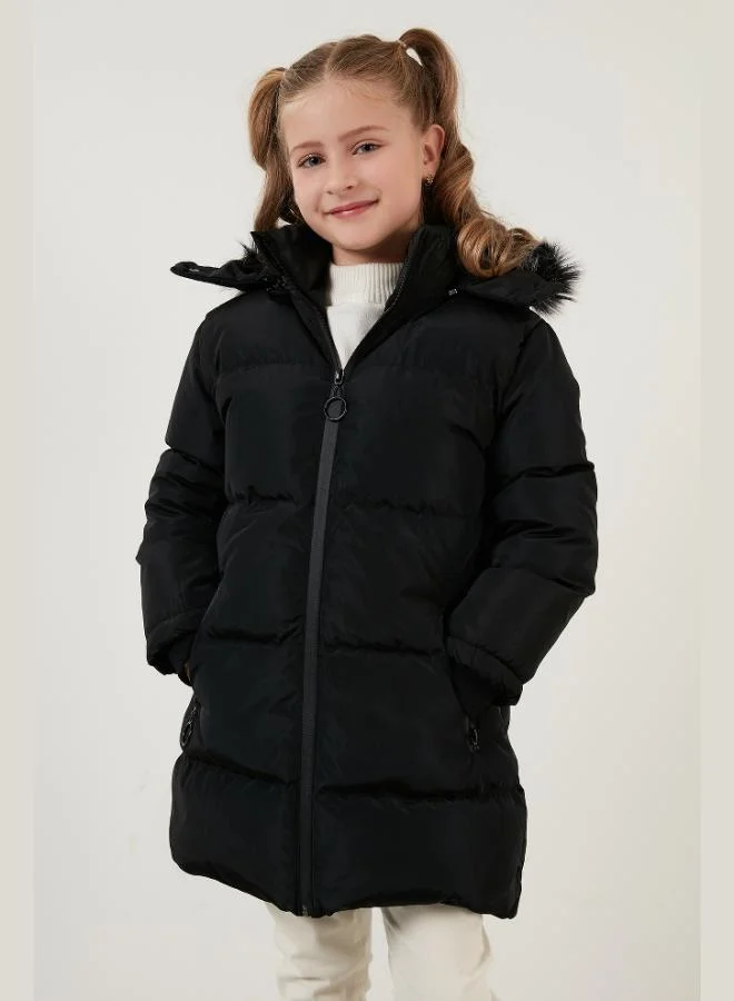 Lela Lela Plush Lined Faux Fur Collar Detachable Hooded Winter Coat for Girls 5760072