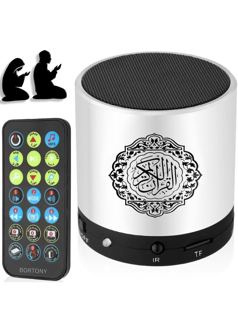 NEW SQ200 Portable Bluetooth Quran Speaker – 8GB MP3 Player with Remote, FM Radio, and Quran Translation (Silver) - Image 1