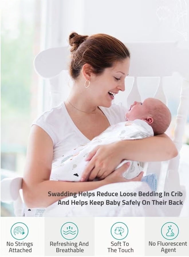 4 PCS Baby Swaddle Blanket Wrap Cap Gloves and Foot Straps Set Newborn Infant Sleep Sack With Caps 100% Breathable Cotton 0-4 Month - Image 4