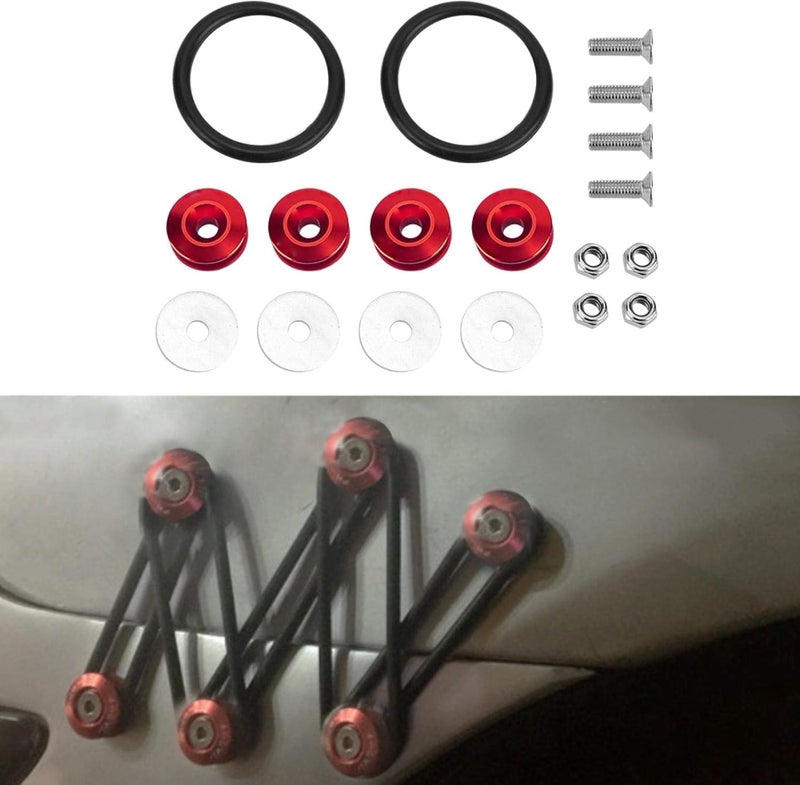 كلاراكو مثبتات سريعة الفك من كلاركو، مجموعة غسالات مثبتات سريعة الفك من كلاركو لمصد السيارة وغطاء واقي الطين وصندوق السيارة (أحمر) - Image 3