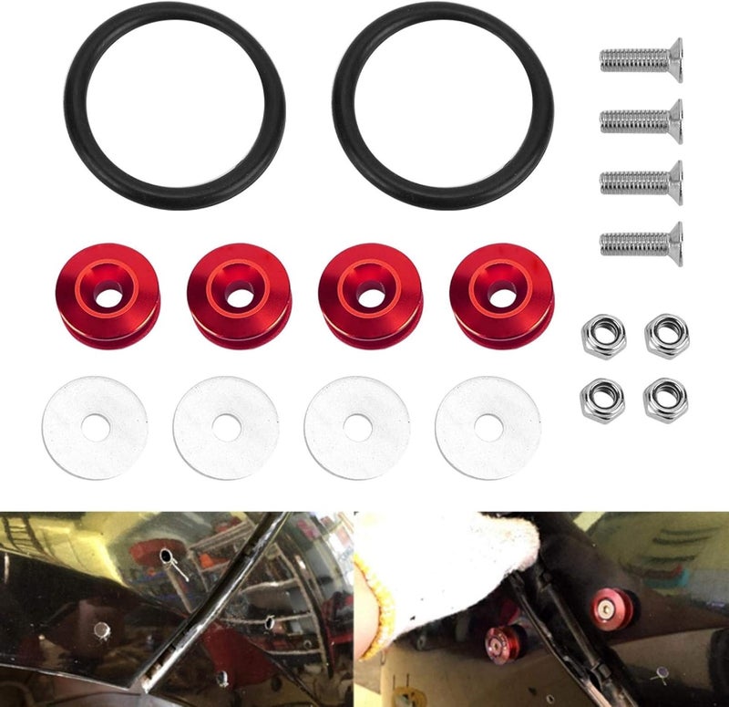 كلاراكو مثبتات سريعة الفك من كلاركو، مجموعة غسالات مثبتات سريعة الفك من كلاركو لمصد السيارة وغطاء واقي الطين وصندوق السيارة (أحمر) - Image 4