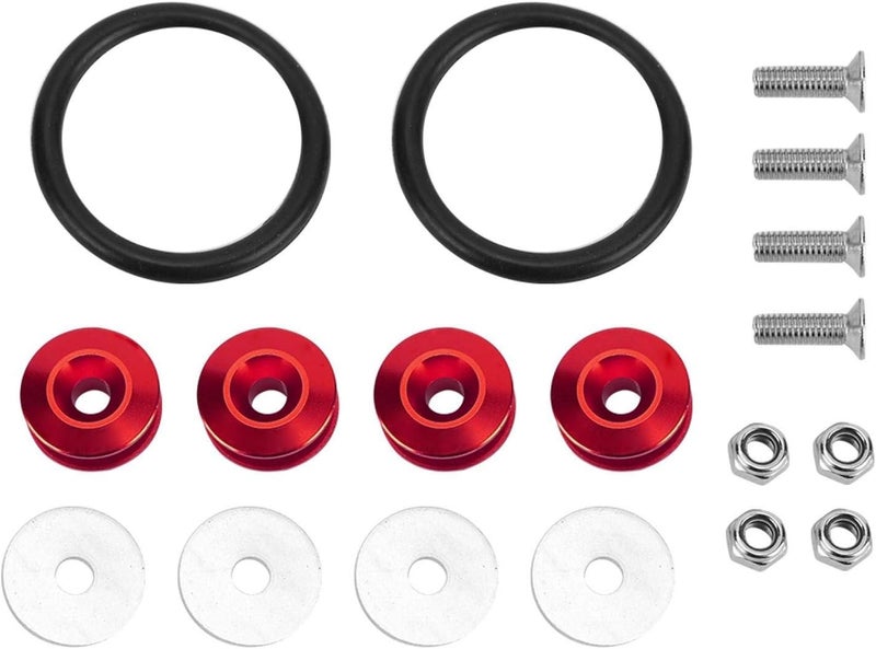 كلاراكو مثبتات سريعة الفك من كلاركو، مجموعة غسالات مثبتات سريعة الفك من كلاركو لمصد السيارة وغطاء واقي الطين وصندوق السيارة (أحمر) - Image 1