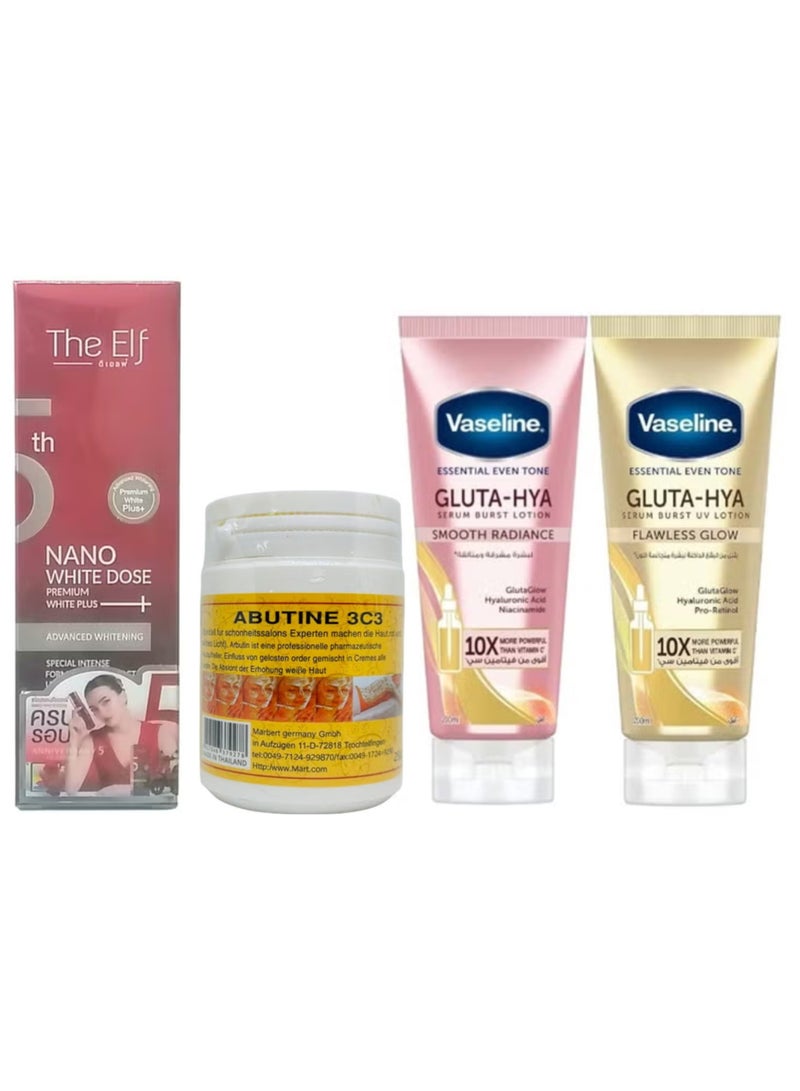 Abutine 3c3 Whitening Cream 250g & Nano White Dose Premium White Plus Serum & Gluta-Hya Serum Burst Lotion (Smooth Radiance / Flawless Glow) - Image 1
