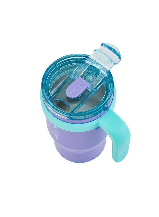 REDUCE 14 Oz Coldee Kids Tumbler with Lid and Straw - Coldee Insulated Travel Mug - Spill-Proof, Sweatproof Stainless Steel, BPA-Free - Includes Handle, Reusable Silicone Straw - Magnetic Purple - Image 4