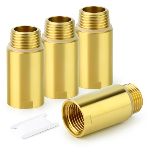 GASHER 4Pcs Brass Pipe Plumbing Adapter with Rubber Oring 12 NPT Male x 12 NPT Female Pipe Fitting CouplerLength 2 Inch - Image 1