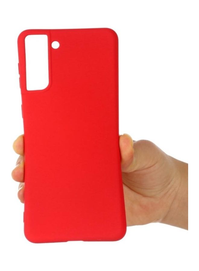 BGM Pure Color Liquid Silicone Shockproof Full Coverage Protective Case Cover For Samsung Galaxy S21 5G Red - Image 2