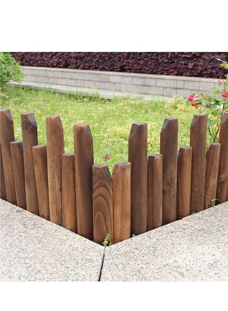 LINGWEI Garden Decorative Fence Roll Border Fixed Picket Fence Panel Edge Garden Patio Outdoor Lawn Edging Palisade Corrosion Resistant Wooden Edging Fence - Image 1