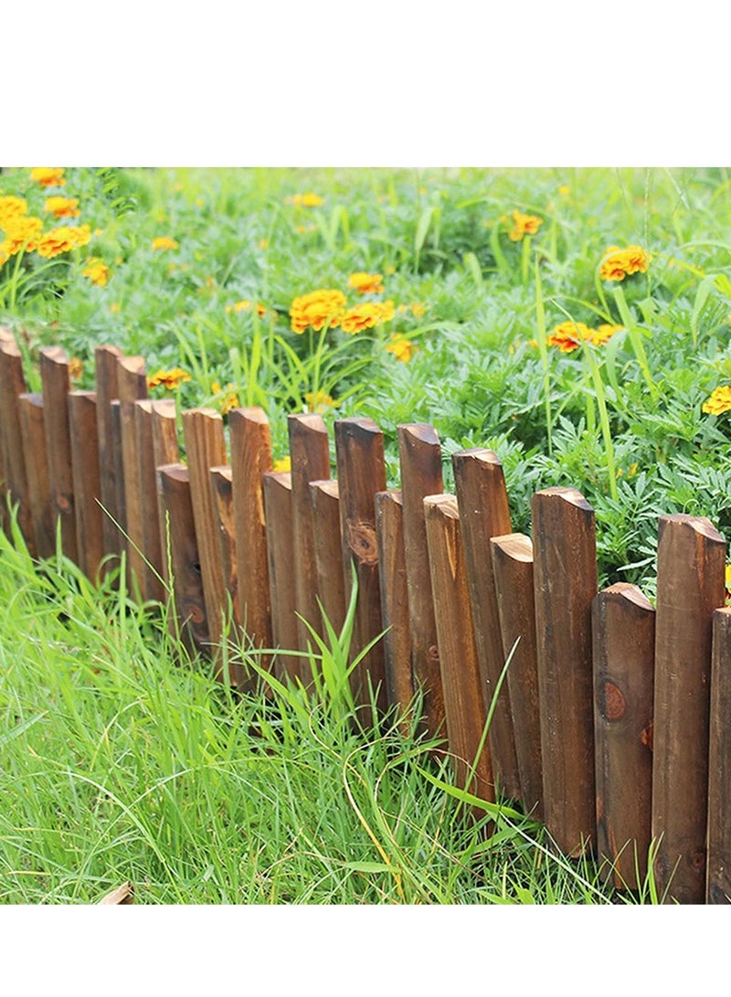LINGWEI Garden Decorative Fence Roll Border Fixed Picket Fence Panel Edge Garden Patio Outdoor Lawn Edging Palisade Corrosion Resistant Wooden Edging Fence - Image 3