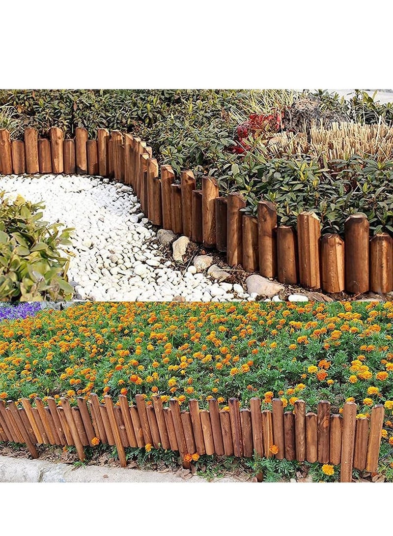 LINGWEI Garden Decorative Fence Roll Border Fixed Picket Fence Panel Edge Garden Patio Outdoor Lawn Edging Palisade Corrosion Resistant Wooden Edging Fence - Image 2