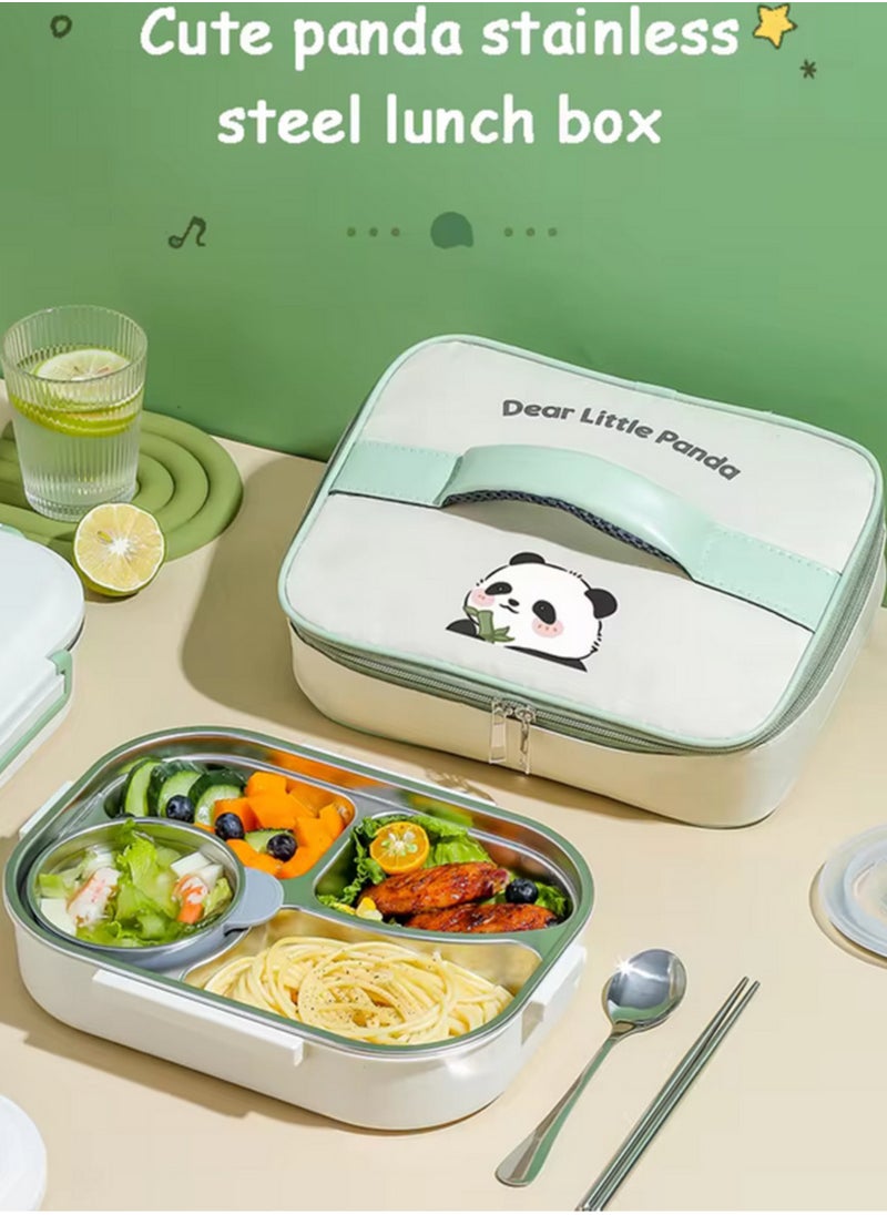 Hello Panda Sustainable and Functional Gourmet Treats Gift Basket: Portable 5-Compartment 1550 ml Food Container, Cute 304 Stainless Steel Bento Lunch Box  - Image 4
