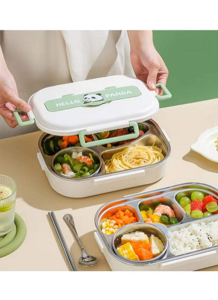 Hello Panda Sustainable and Functional Gourmet Treats Gift Basket: Portable 5-Compartment 1550 ml Food Container, Cute 304 Stainless Steel Bento Lunch Box  - Image 1
