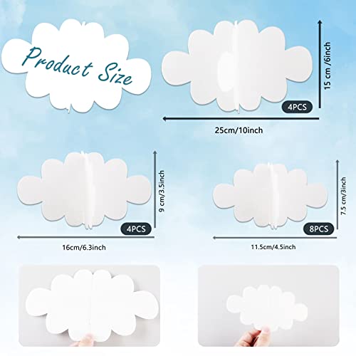 CANIPHA 16 Pcs 3D Cloud Decorations Hanging Clouds for Ceiling Artificial Clouds Props Fake Cloud Ornaments Wall Decor Clouds Imitation Decorations Baby Shower Ceiling Party Nursery Children Room Art Wedding - Image 3