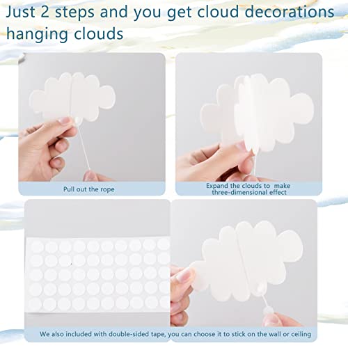 CANIPHA 16 Pcs 3D Cloud Decorations Hanging Clouds for Ceiling Artificial Clouds Props Fake Cloud Ornaments Wall Decor Clouds Imitation Decorations Baby Shower Ceiling Party Nursery Children Room Art Wedding - Image 4