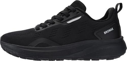 BRONAX Mens Wide Toe Box Tennis Shoes Lightweight Natural Foot Shape Comfortable Sports Road Running Size 12w Sneakers for Male Outdoor Athletics Walking Training Workout Mesh All Black 46 - Image 3