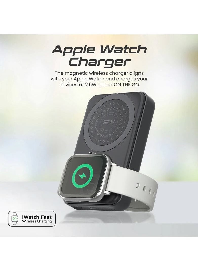 Raxoom - power bank10000 SuperCharge MagSafe Compatible & Apple Watch black - Image 1