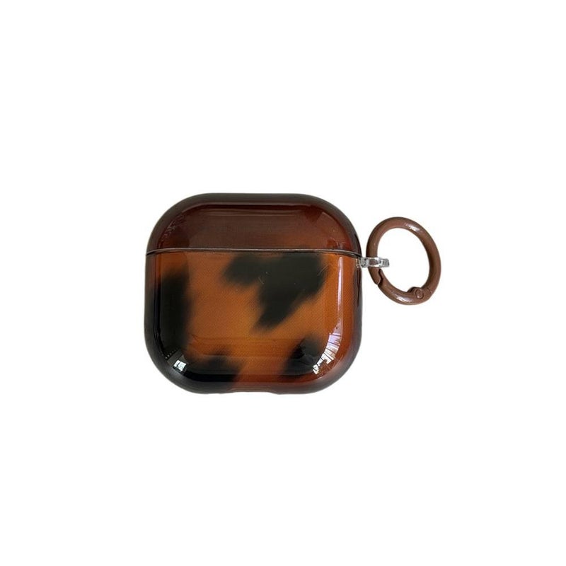 Lightweight Case Compatible with AirPods Pro AirPods 4 AirPods 3 with Hard Shell and Keychain in Brown Plastic with Scratch Protection for Daily Wear - Image 4