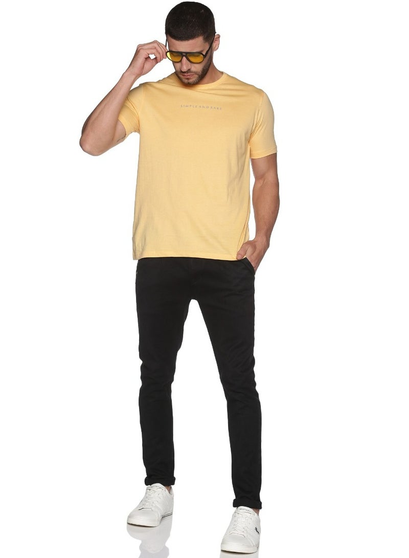 Simple and Rare Cotton Crew T-Shirt Yellow