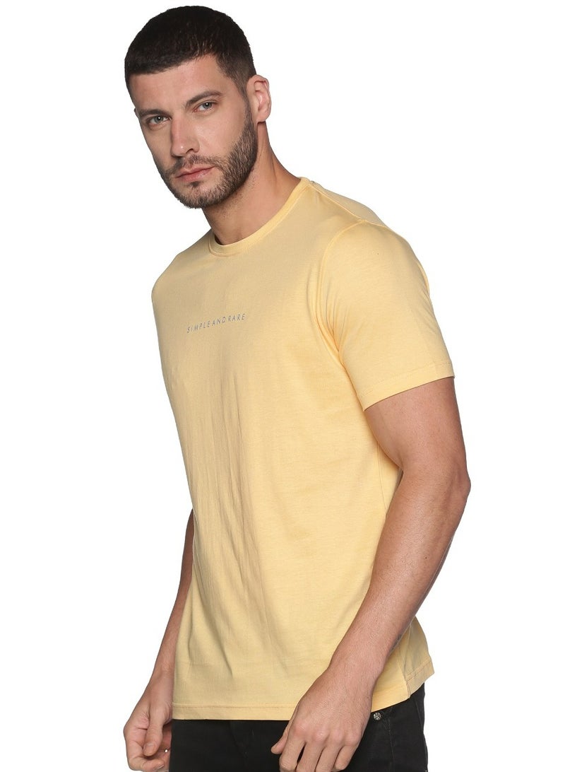 Simple and Rare Cotton Crew T-Shirt Yellow