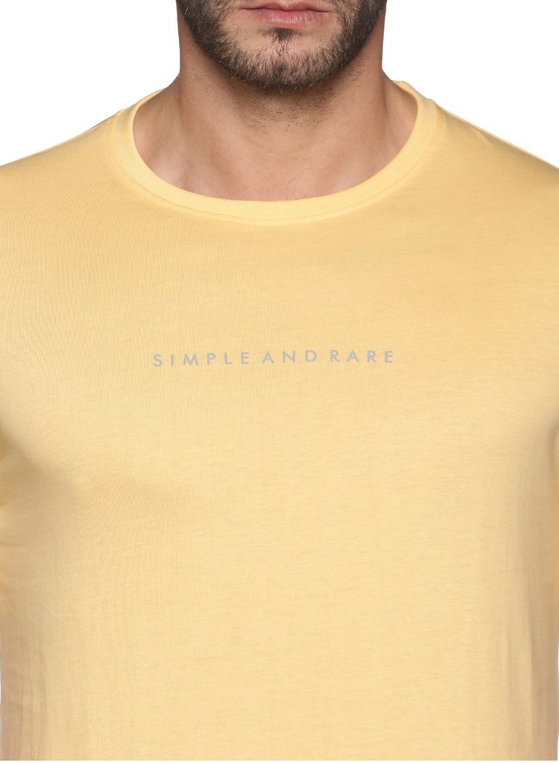 Simple and Rare Cotton Crew T-Shirt Yellow