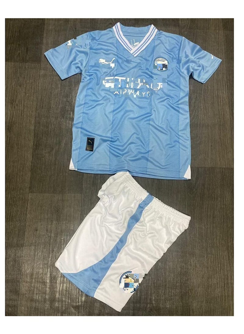 Generic - Boys' football kit, imported from high-quality materials, T-shirt and shorts, Light Blue - Image 1