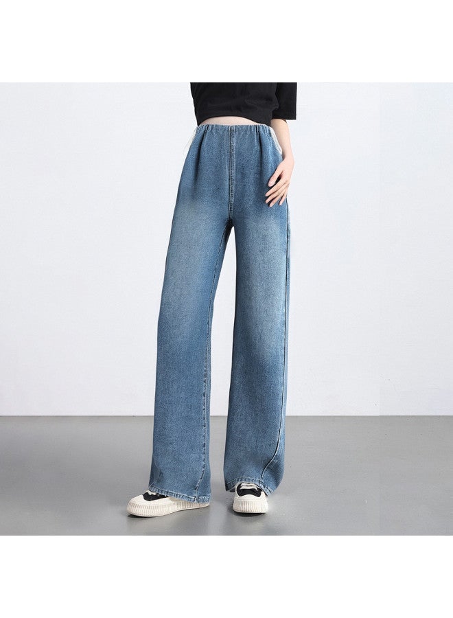 Bornbay Maternity Jeans For Spring & Summer, Drawstring Waist No Belly Band, Plus Size Straight Leg Wide Pants, Pregnancy Clothes - Image 4