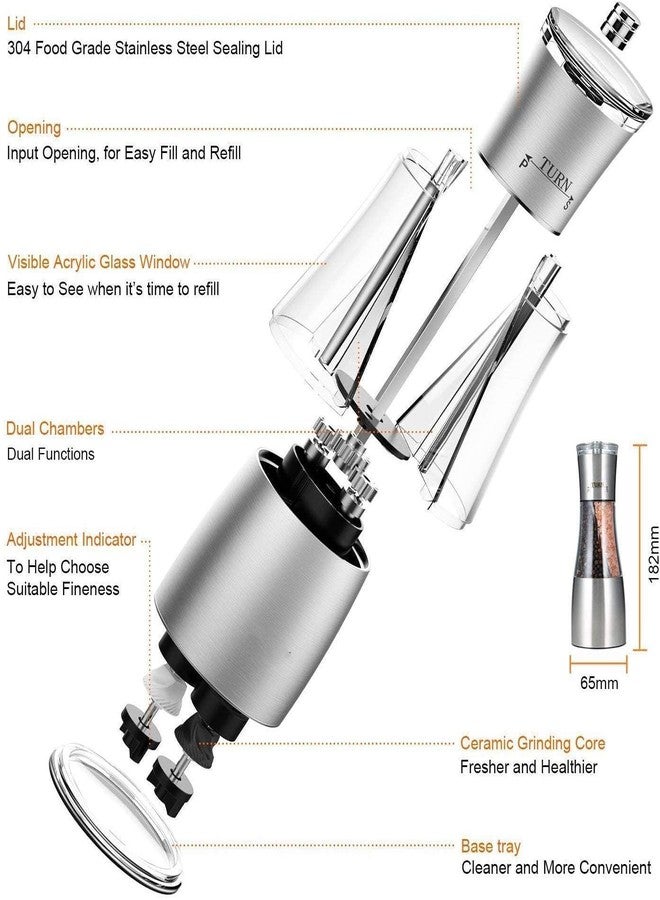 SEMNOX CREATION Pepper Grinder Premium Stainless Steel Salt and Pepper Mill with Adjustable Coarseness Salt Grinder and Pepper Shaker Mill - Image 5