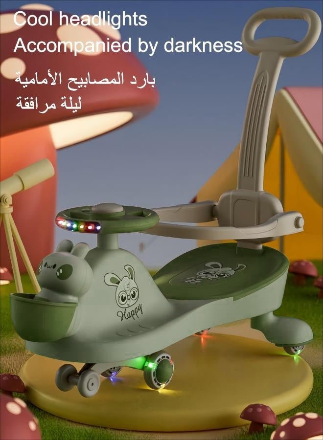 skisopet Ride on Toy,with Push Handle & Musical Steering Wheel,Silent Wheels, Music, No Gears or Pedals,4-Wheel Toy Car,Perfect for Boys, Girls, Infants & Toddlers - Image 4