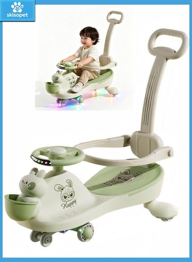 skisopet Ride on Toy,with Push Handle & Musical Steering Wheel,Silent Wheels, Music, No Gears or Pedals,4-Wheel Toy Car,Perfect for Boys, Girls, Infants & Toddlers - Image 1