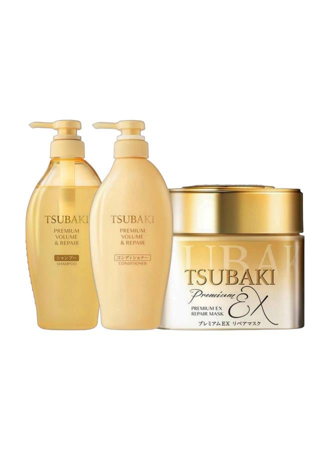 Tsubaki Premium Volume And Repair Conditioner 450mL & Premium Repair Mask 180g & Premium Volume And Repair Shampoo, 450ml Bundle - Image 1