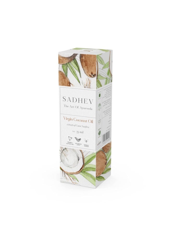 Sadhev Ayurvedic Cold Pressed 100% Virgin Coconut Oil - 75ml (Pack of 1) - Image 2