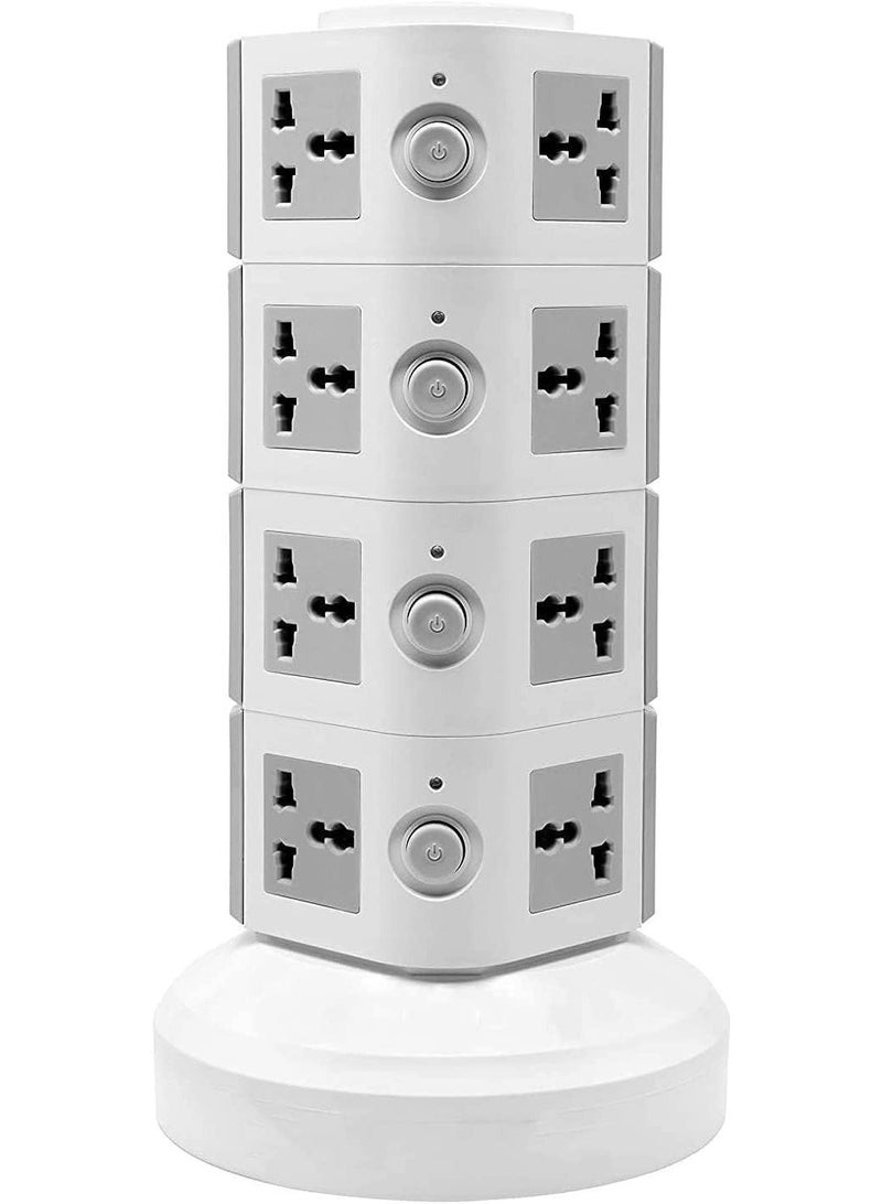 4-Layer Tower Extension Socket with USB Port - Vertical Multi Plug Power Strip, Surge Protector Overload Safety, 3M Long Cable, Space Saving Electrical Outlet Tower - Image 1