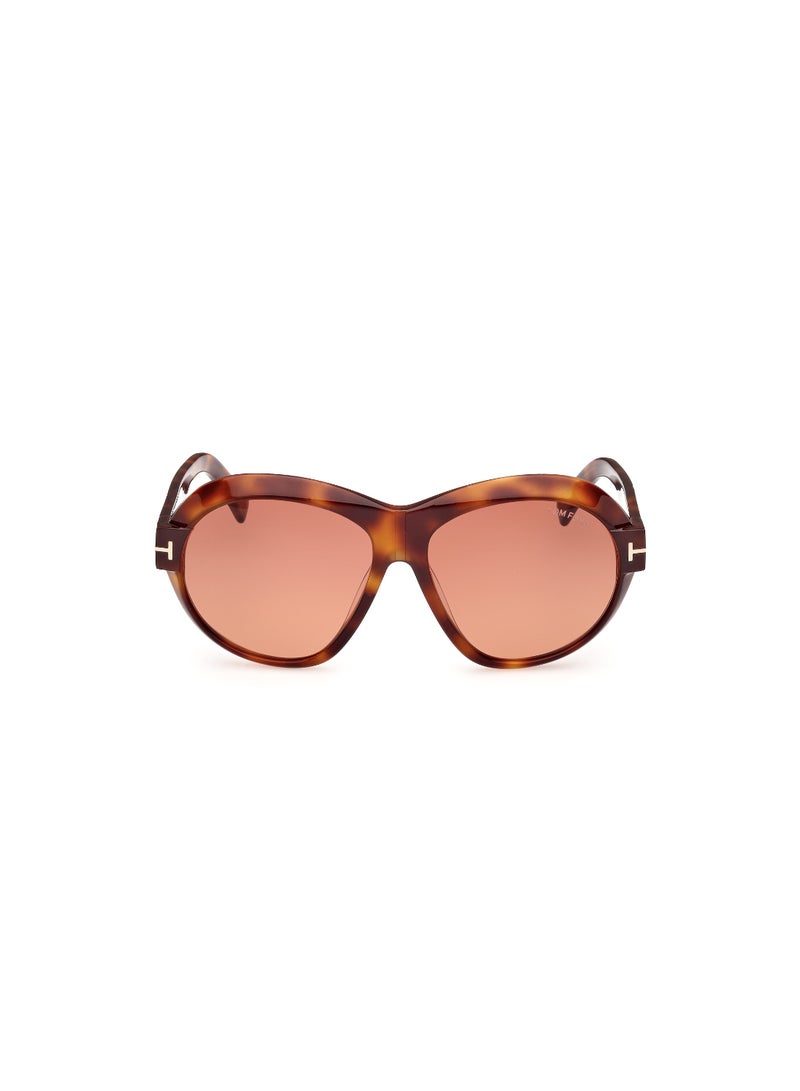 TOM FORD Women's Round Shape Acetate Sunglasses FT111353T59 Lens Size: 59 Millimeter - Blonde Havana - Image 2