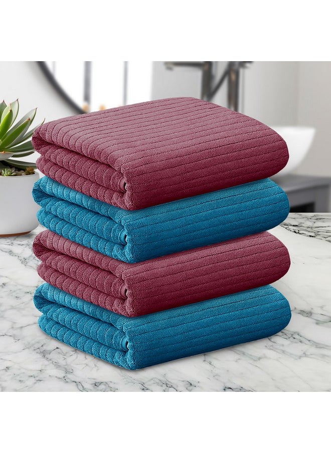 Story@Home Story@Home Hand Towel Set of 4 | 400 GSM Microfiber Hand Towels | Color : Pink & Blue | Soft Towel & Absorbent Gym Towel | Quick Dry Towel for Kitchen Towel | Lightweight Bamboo Towels for Kids Towel  - Image 2