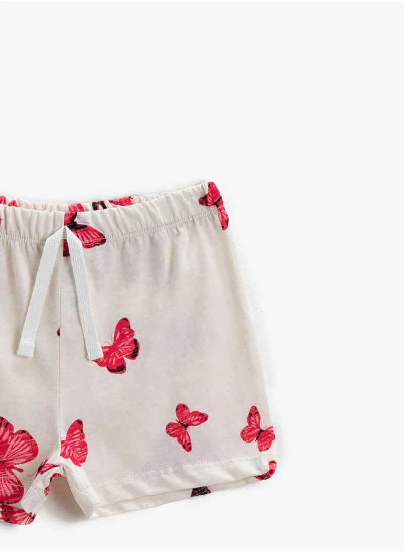 KOTON Butterfly Printed Shorts Cotton