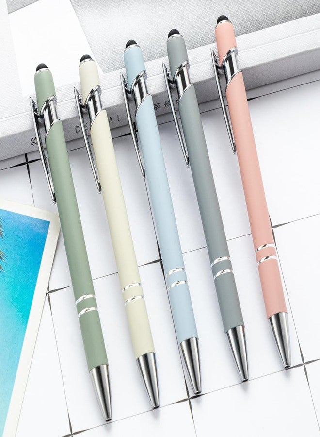PASISIBICK 8 Pieces Ballpoint Pens, 2-in-1 Stylus Tip Retractable Ballpoint Pen, Metal Stylus Pen for Touch Screens, 1.0 mm Black Ink - Image 2