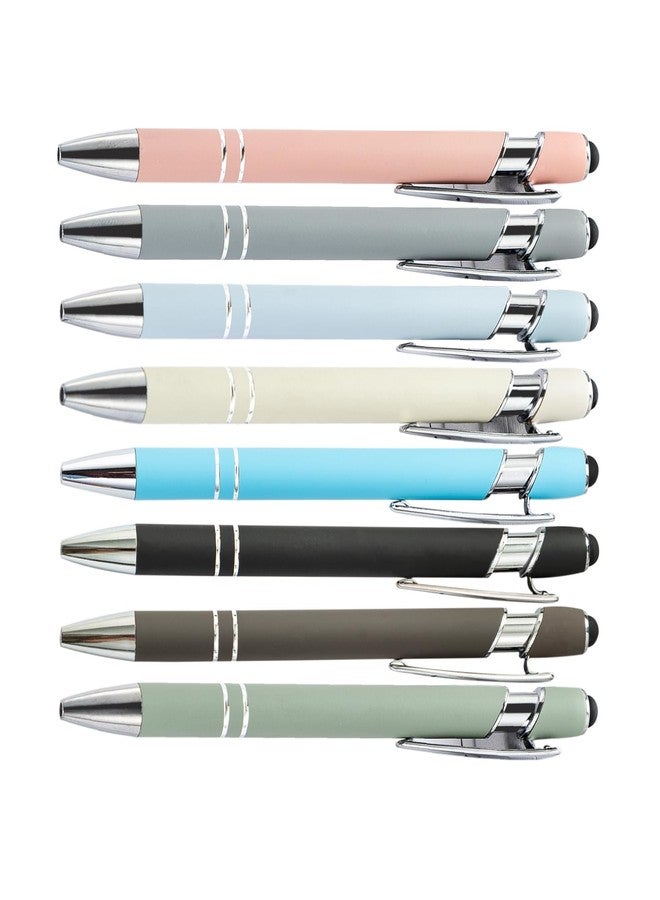 PASISIBICK 8 Pieces Ballpoint Pens, 2-in-1 Stylus Tip Retractable Ballpoint Pen, Metal Stylus Pen for Touch Screens, 1.0 mm Black Ink - Image 1