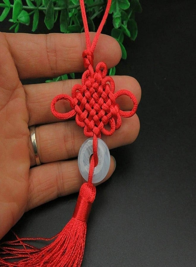 Essivox Chinese Traditional Red Knot Hanging Pendant with Jade Charm, Lucky Tassel Decoration for Home, Car, New Year Festival - Image 3