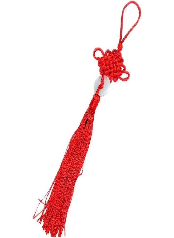 Essivox Chinese Traditional Red Knot Hanging Pendant with Jade Charm, Lucky Tassel Decoration for Home, Car, New Year Festival - Image 1