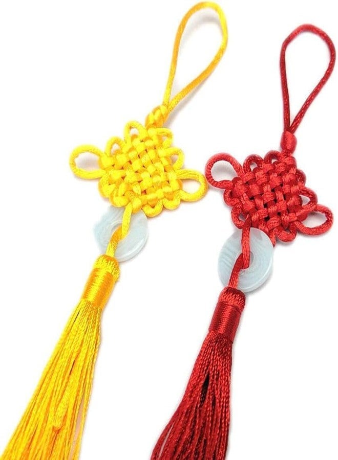 Essivox Chinese Traditional Red Knot Hanging Pendant with Jade Charm, Lucky Tassel Decoration for Home, Car, New Year Festival - Image 5